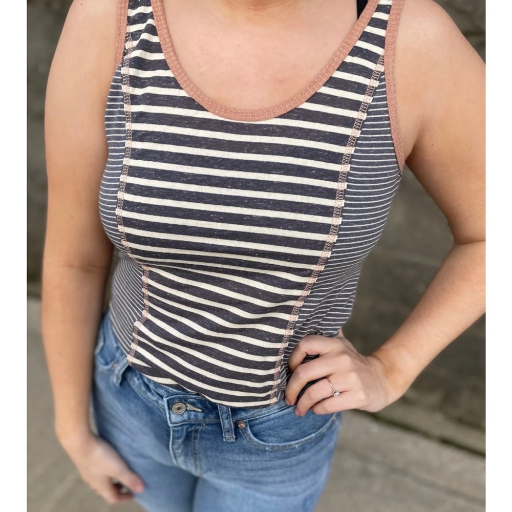 Hem and Thread Striped Tank